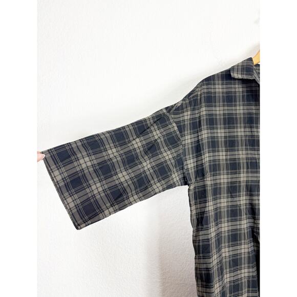 Vince Plaid Easy Pullover Cotton Cocoon Shirt Dress Small Green Lagenlook - Picture 9 of 13